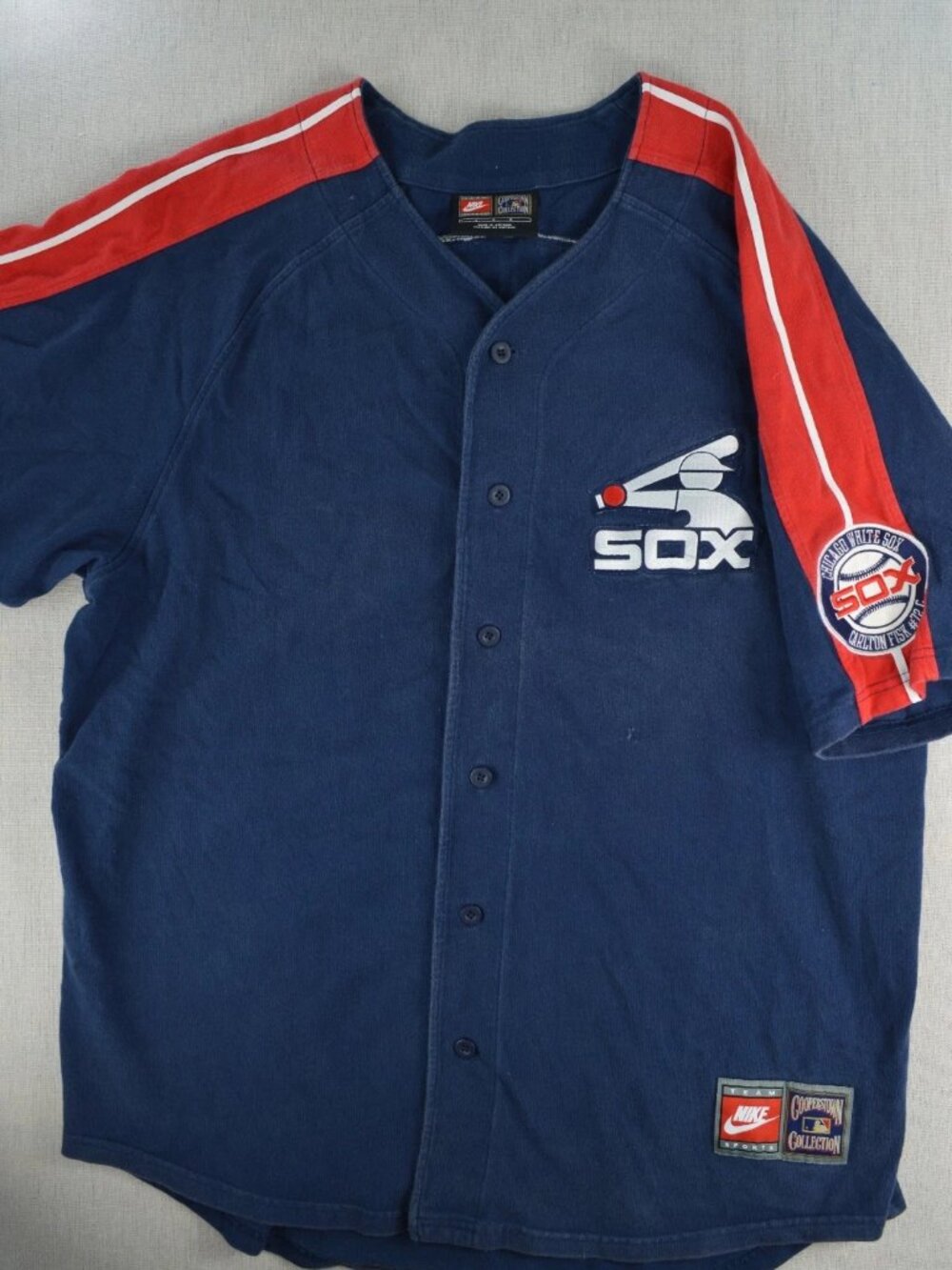 Nike Cooperstown Mens Blue Chicago White Sox Baseball Jersey Carlton Fisk #72 L
